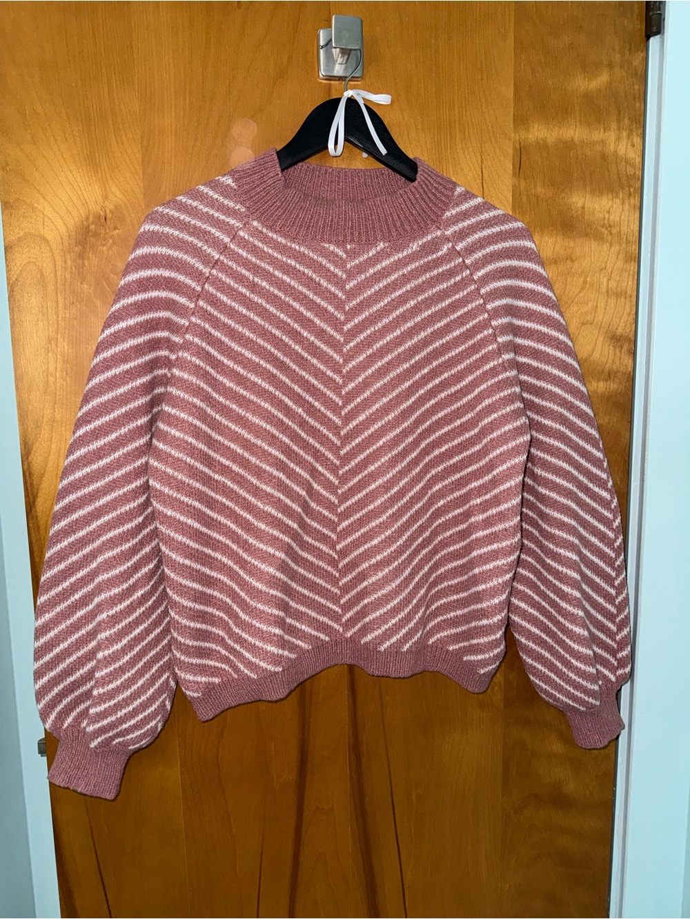 Women's Pink Striped Pullover Sweater